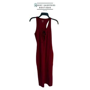 Burgundy Sleeveless Tie-Front Midi Dress